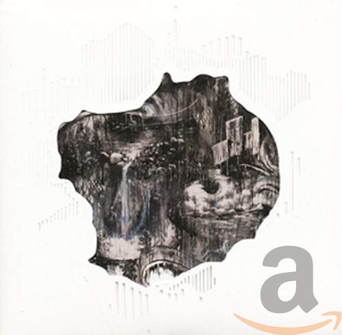 CD cover with abstract black and white landscape through a torn opening.