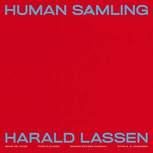 Red album cover for Harald Lassen’s “Human Samling” vinyl record.