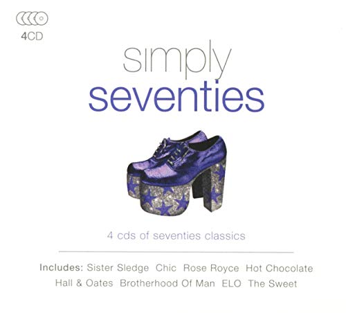 "CD cover featuring a pair of purple platform shoes and 'Simply Seventies' text."