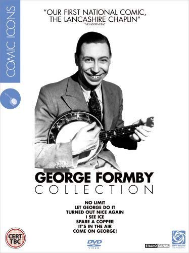 George Formby smiling, holding a banjo on a DVD boxset cover.
