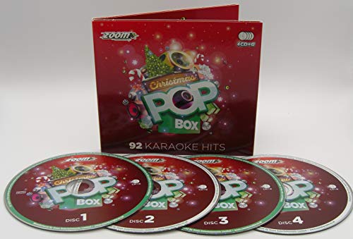 Red Zoom Karaoke Christmas Pop Box with CD and snowflake details.