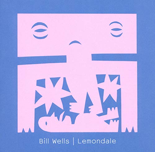 Pink abstract figure with cut-out stars on a blue background.