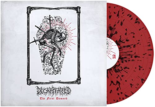 Red and black splatter vinyl record with coffin and skeleton artwork.