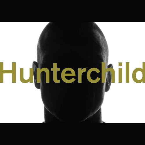 Black and white portrait with gold text reading “Hunterchild”.