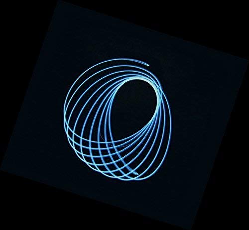 Black vinyl record cover with a glowing blue spiral design.