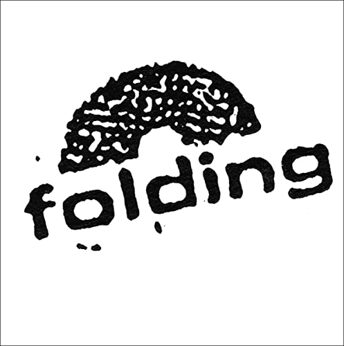 Black text reading folding with a textured, arched shape above it on white background.