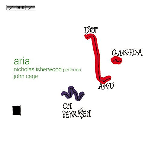 CD cover with abstract red line art and text: “aria”, “John Cage”.