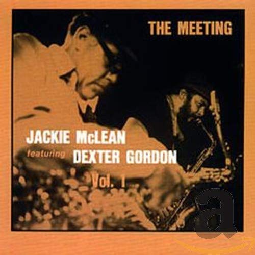 "CD cover featuring sepia-toned image of two men playing saxophones, titled 'The Meeting'."