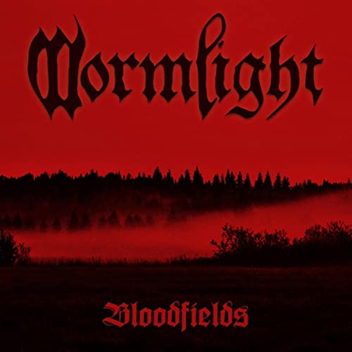 Red album cover with silhouetted trees and band name "Wormlight".