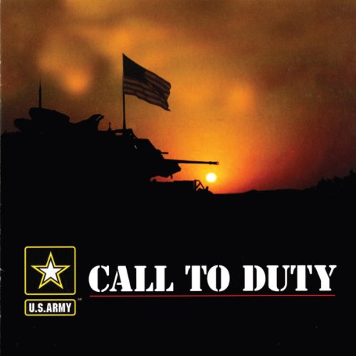 "CD cover with tank silhouette and U.S. Army logo, 'Call to Duty' text."