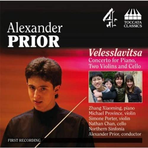 CD cover featuring young conductor Alexander Prior and four musicians.