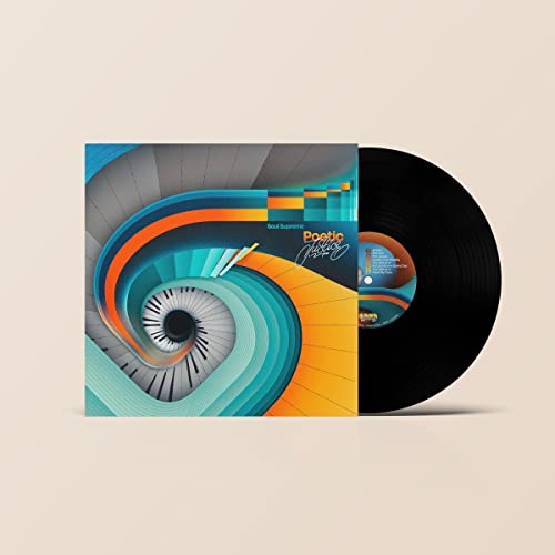 Vinyl record with cover art featuring a colorful spiral staircase design.
