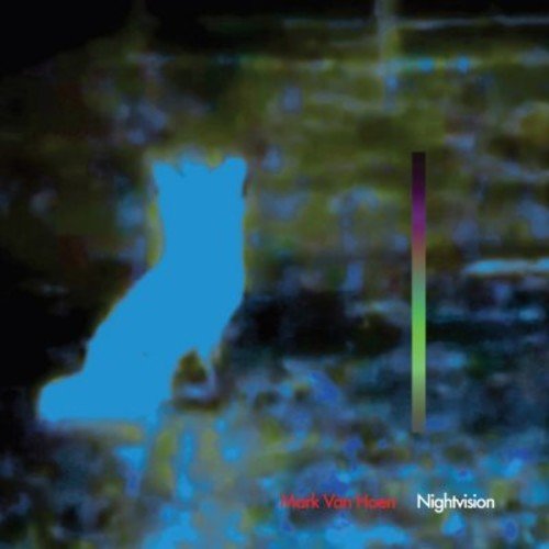Blue silhouette of a fox against a blurry, dark background with text at the bottom.