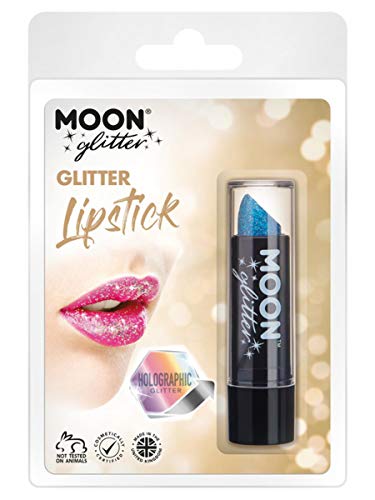Smiffys Moon Glitter Holographic Glitter Lipstick, Blue