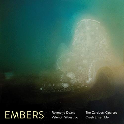 CD cover for “Embers” by Carducci Quartet & Crash Ensemble, abstract art.