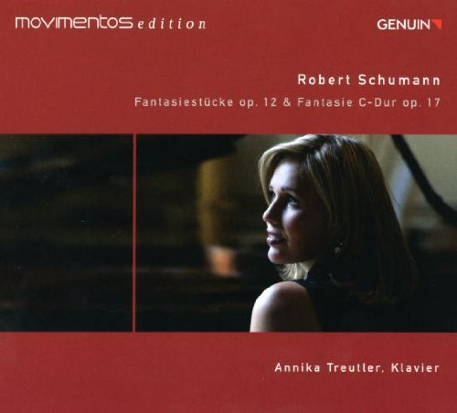 "CD cover with a blonde woman sitting at a piano, red background."
