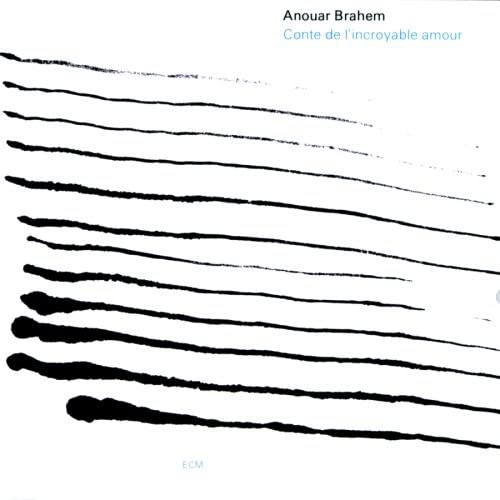 CD cover for Anouar Brahem’s “Conte De L'Incroyable Amour” with black brushstrokes.
