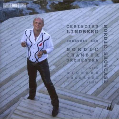 CD cover featuring conductor Christian Lindberg and text “Nordic Showcase”.