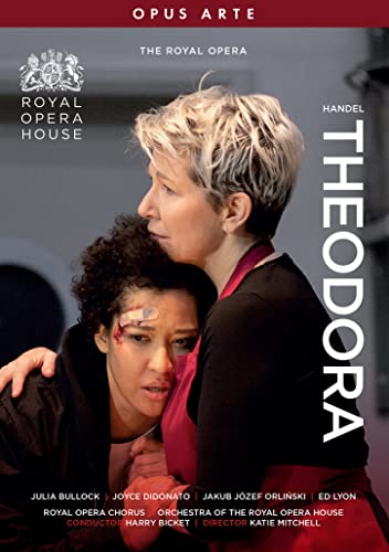 DVD cover for "Theodora" opera featuring two distressed women in dark clothing.