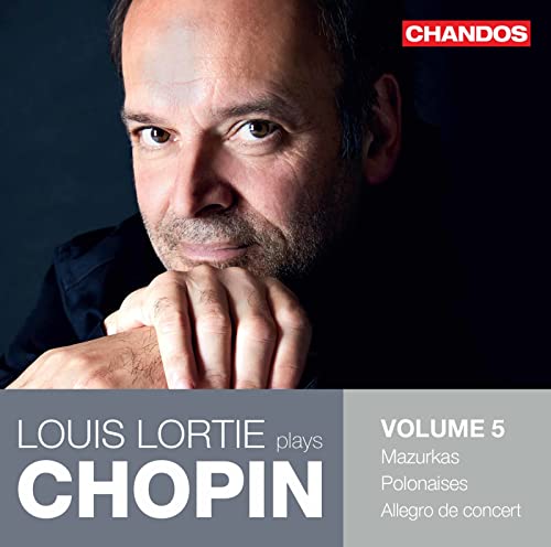 CD cover featuring pianist Louis Lortie and text “Chopin Volume 5”.