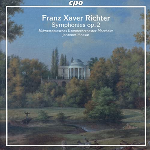 CD cover: landscape painting of a building with trees and water.