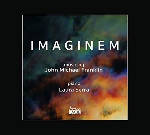 CD cover for "Imaginem" by Laura Serra, with abstract colorful artwork.