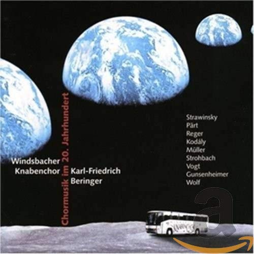 CD cover: Earth viewed from the moon with a bus and text.