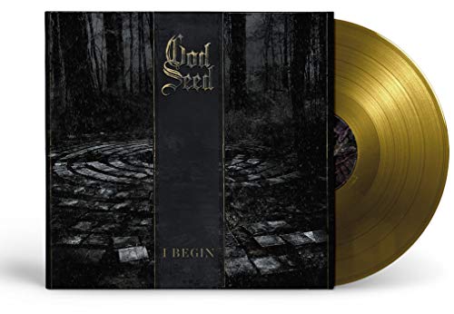 Gold vinyl record with album cover depicting a stone labyrinth.