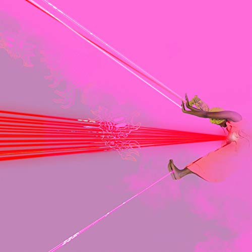 Pink album cover featuring a figure with radiating red lines.