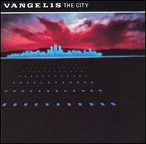 Vangelis' "City" CD cover: a silhouetted cityscape under a red sky.