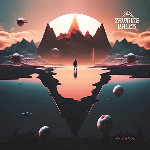 CD cover art: lone figure before mountains and floating planets.