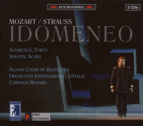 CD cover for Mozart/Strauss' "Idomeneo" featuring a man in uniform.