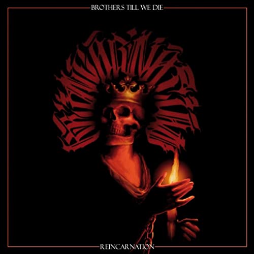 CD cover: skull with fiery halo holding a candle, dark background.