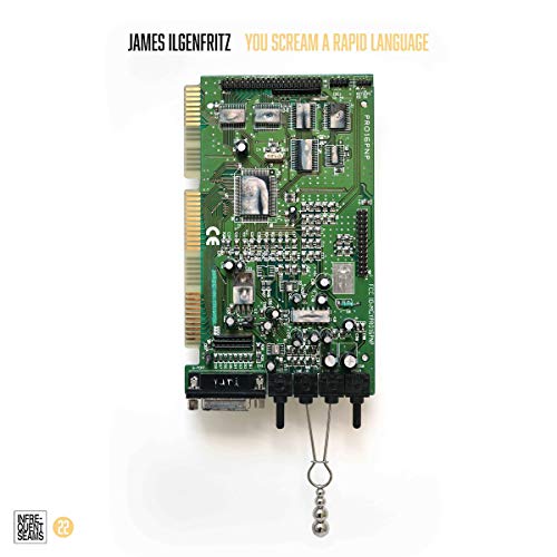 "Album cover featuring a green circuit board with a pendant on a chain."