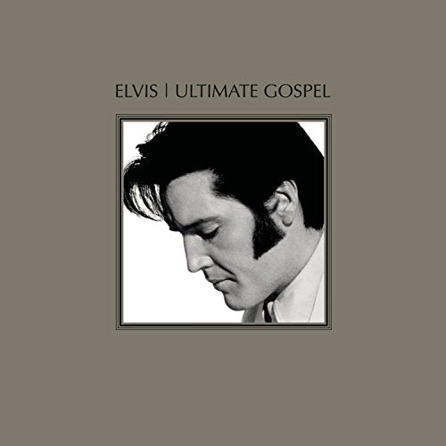 "CD cover with Elvis Presley's black and white portrait on a grey background."