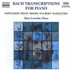 CD cover for "Bach Transcriptions for Piano" by Risto Lauriala, featuring abstract art.