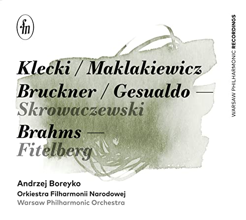 CD cover with composer names and abstract white brushstroke design.