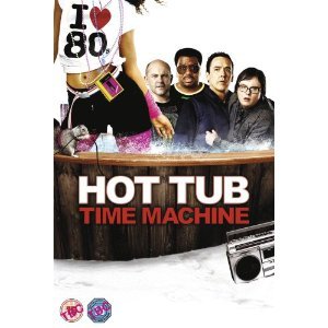 DVD cover for "Hot Tub Time Machine" showing four men in a hot tub.