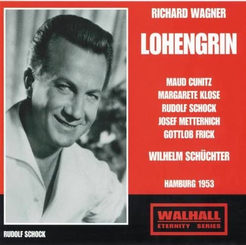 CD cover for Wagner’s Lohengrin, featuring Rudolf Schock’s portrait.