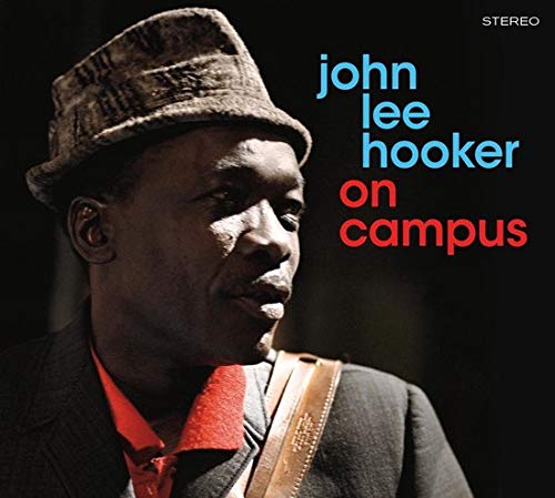 Album cover featuring John Lee Hooker playing guitar, wearing a fedora and red shirt.