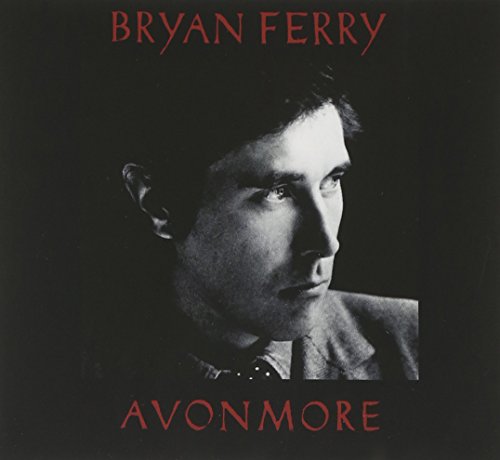 Bryan Ferry's album cover: black and white portrait with red text on a black background.