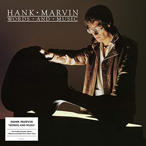 Hank Marvin album cover: man with guitar, brown jacket, and text.