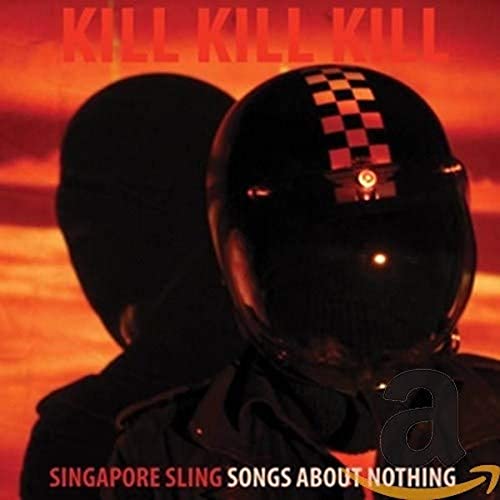 CD cover with two figures in shadow wearing motorcycle helmets.