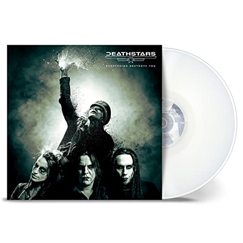 WhiteLSSH Deathstars album cover and white vinyl record featuring four people in dark makeup.