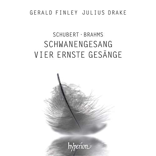 "CD cover with a white feather on a white background, text above."