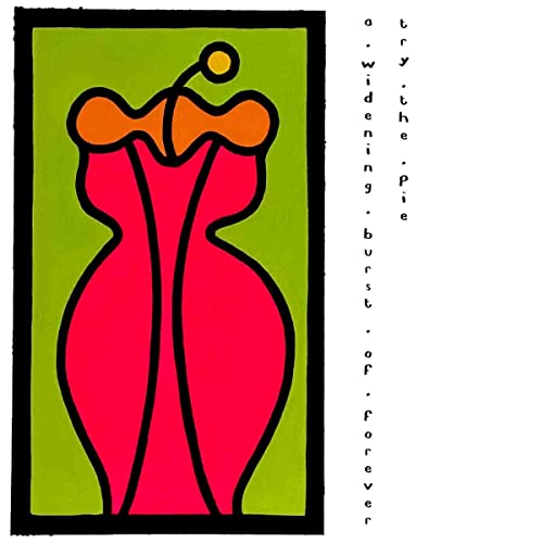 Album cover: abstract orange and red flower on green background.