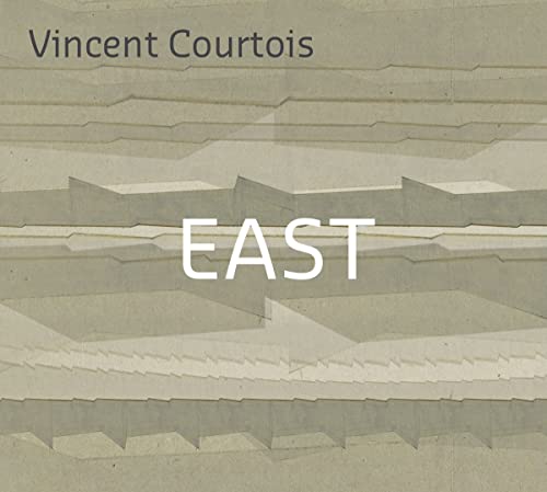 CD cover for Vincent Courtois’ “East” with abstract layered landscape.