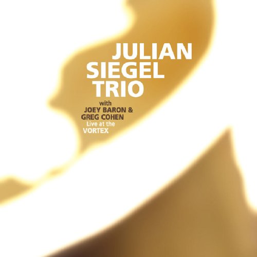 Album cover with white and gold abstract design and text "Julian Siegel Trio".
