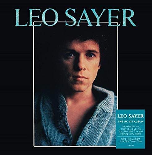 Leo Sayer album cover and light blue vinyl record displayed together.