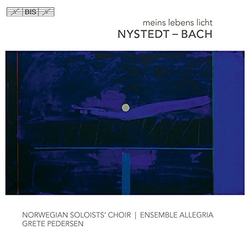 "Album cover with dark blue-toned image and white text on a white background."